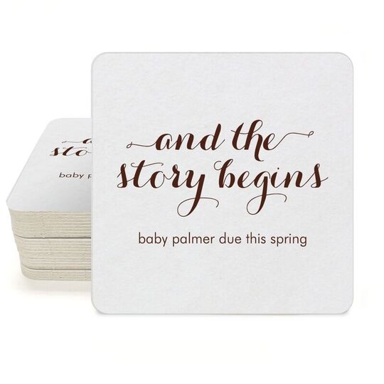 And the Story Begins Square Coasters